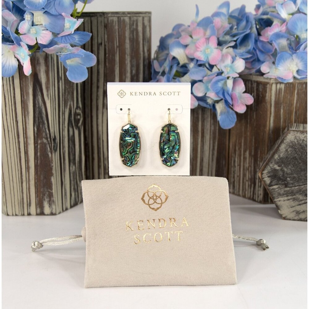 Kendra Scott Elle Faceted Abalone Statement Earrings NWT